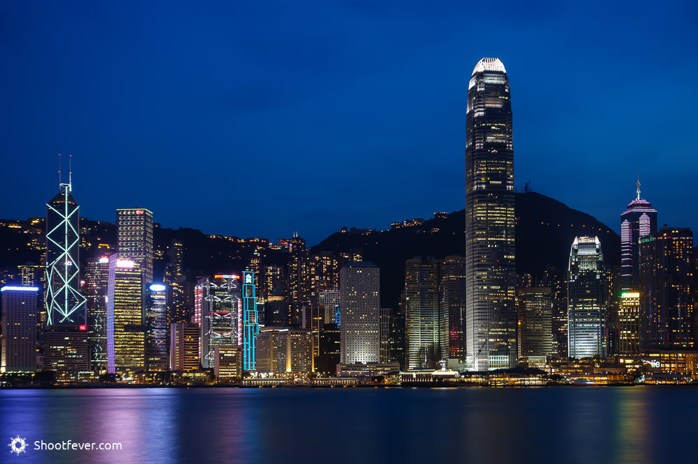 Isla de Hong Kong y puerto de Victoria - Fotografía nocturna